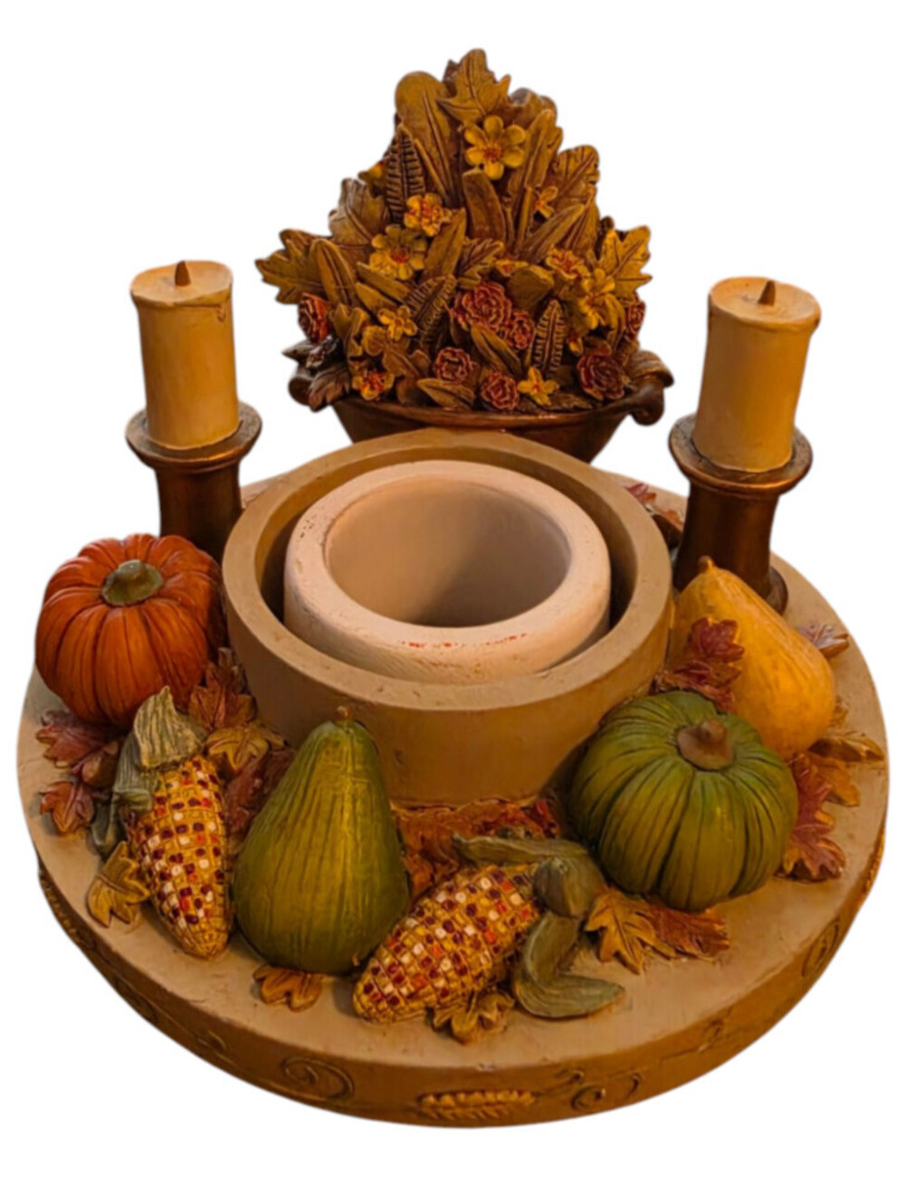 Vtg Our America Yankee Candle Capper Cornucopia Pumpkins Fall Thanksgiving